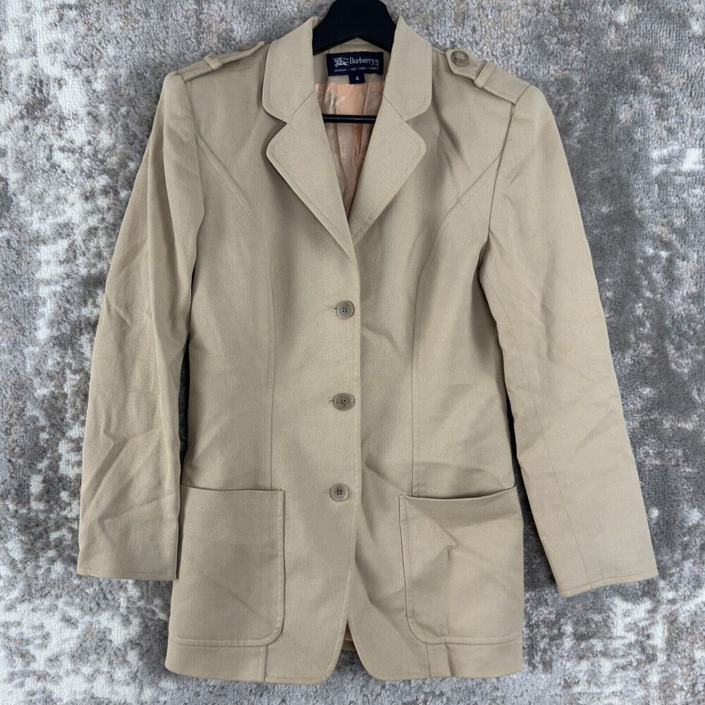 Burberrys Size‎ 4 Vintage Military Style Epaulet Blazer Tan Long Sleeve Women